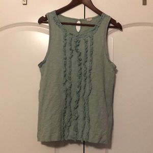 Ruffled, sea green cotton tank.